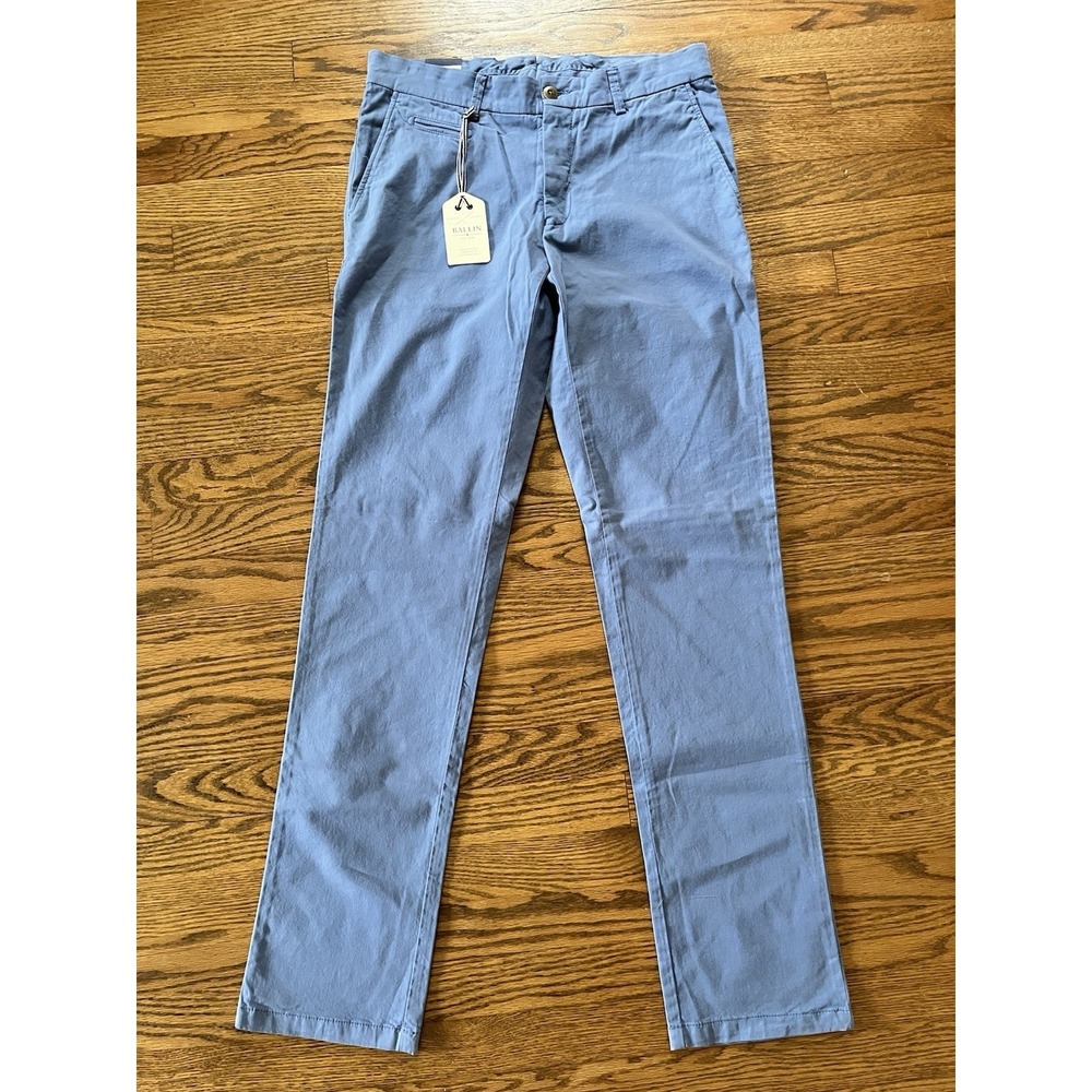 NWT BALLIN Atwater True Navy Flat Front Pants Chino 32 x 34 Modern Fit $175 MSRP